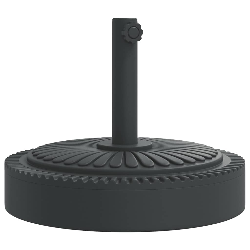 vidaXL Parasol Base - 55.1 lb, Round, Black, for Ø1.5/1.9" Poles - Durable PE/Concrete/Iron, Elegant Line Patterns, Perfect for Outdoor Areas