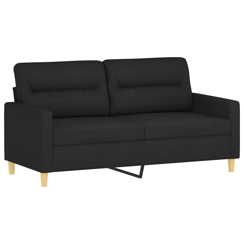 vidaXL Fabric Sofa Set with Cushions - Stylish Modern Ensemble Furniture for Indoor Living Room, Lounge Space - Black