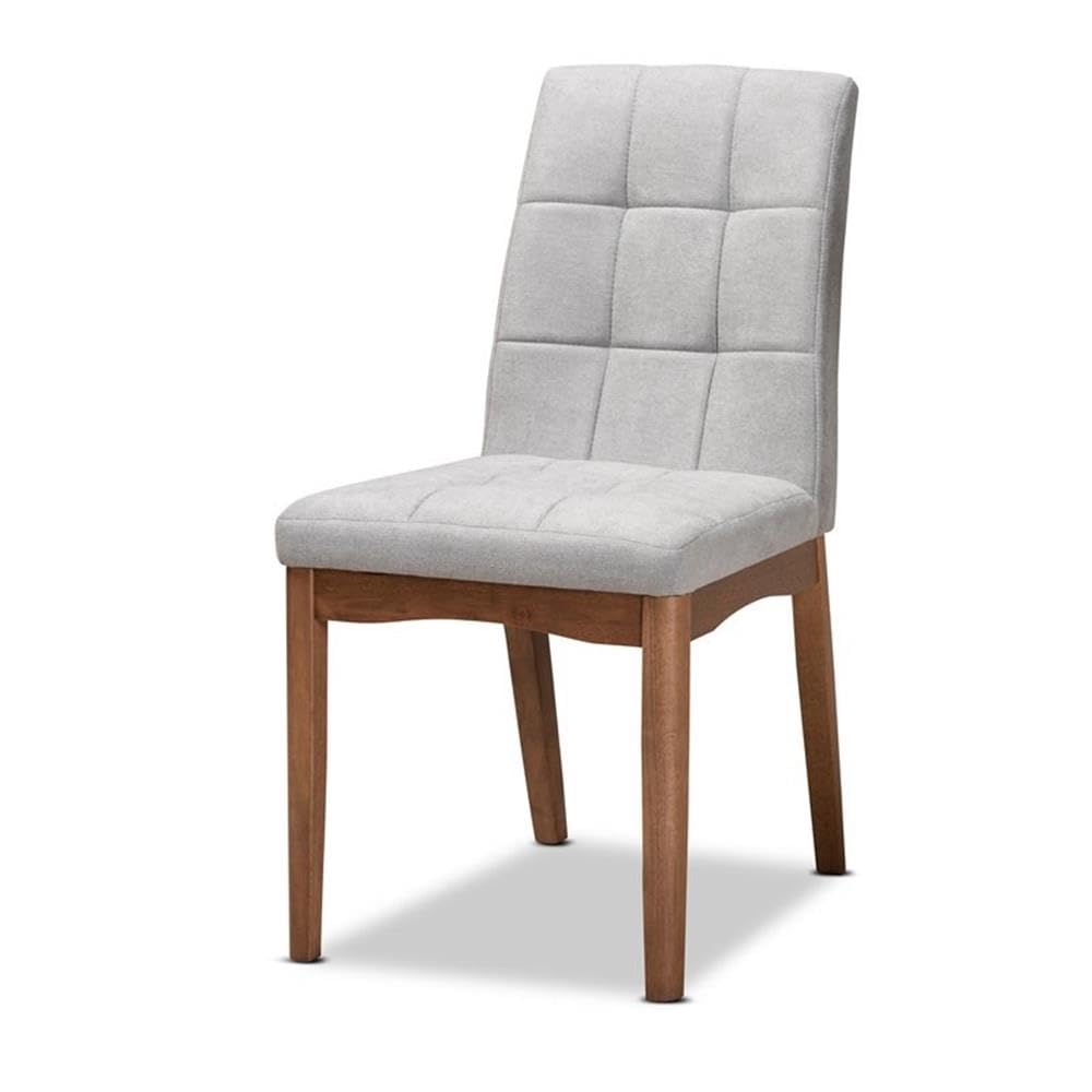 Baxton Studio Tara Mid-Century Modern Light Grey Fabric Upholstered and Walnut Brown Finished Wood 7-Piece Dining Set