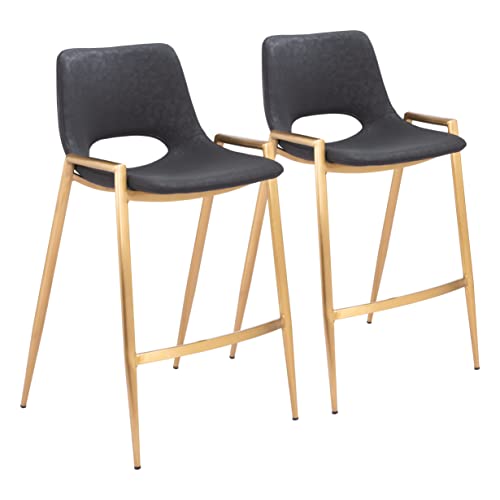 Zuo Desi Counter Stool Black & Gold