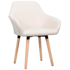 vidaXL Set of 2 Dining Chairs in Cream Fabric - Ergonomically Designed, Comfort Padded Seat and Armrests, Solid Wood Legs