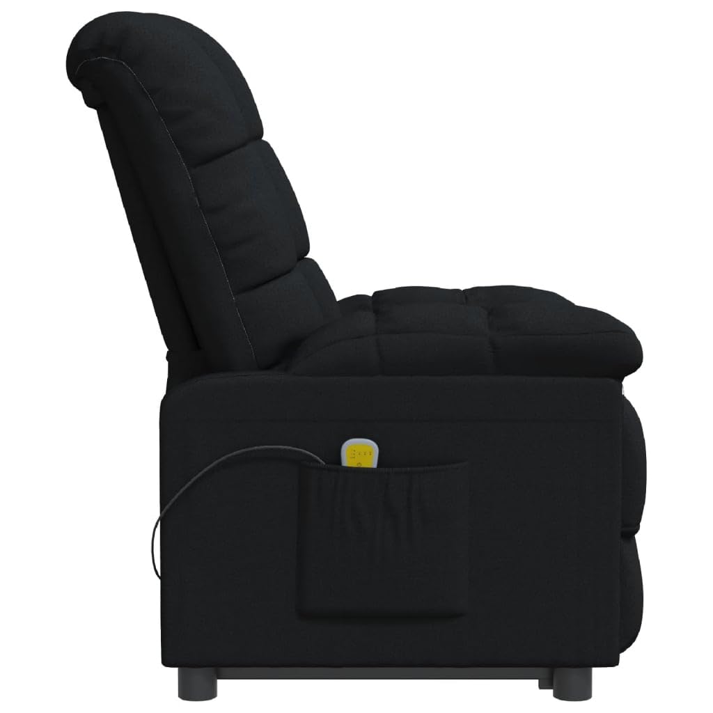 vidaXL Black Fabric Recliner, Comfortable Therapeutic Relaxation Massage Chair, Sponge and PP Cotton Filling, Durable Iron Frame Construction