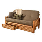 Kodiak Furniture Lodge Futon with Linen Fabric Mattress in Natural/Stone Gray