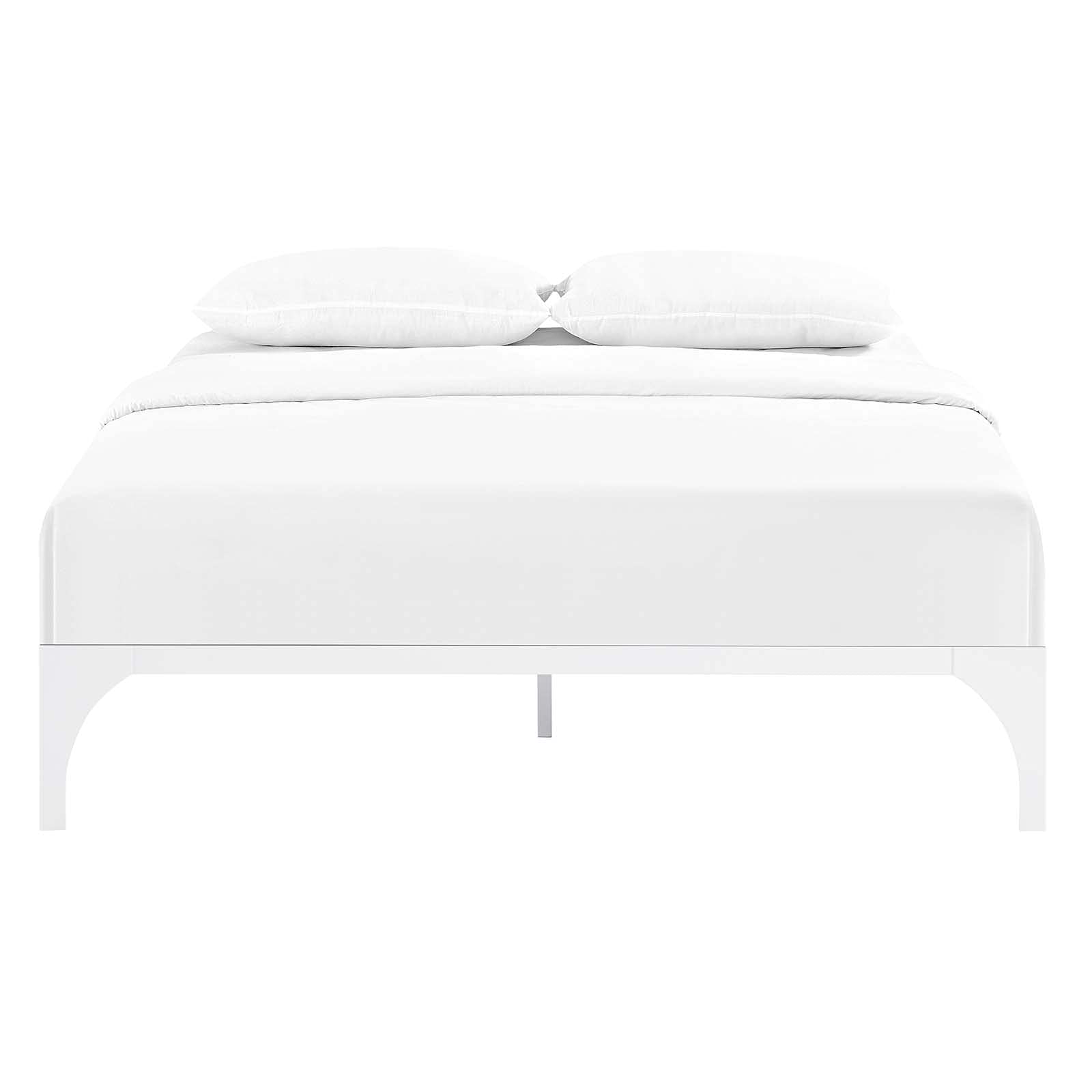 Modway Ollie Steel Modern Queen Platform Bed Frame Mattress Foundation with Slat Support in White