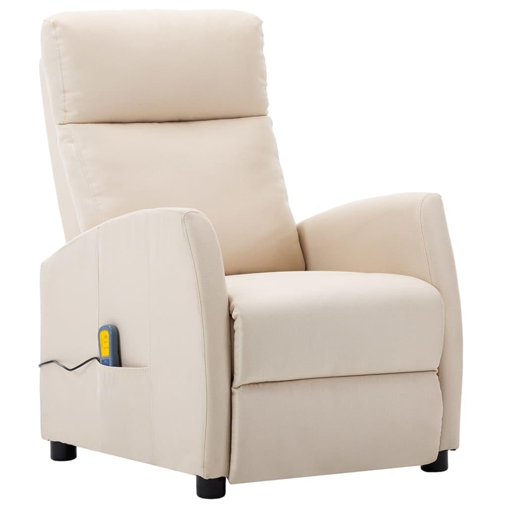 vidaXL Massage Recliner Chair, Electric Reclining Chair for Elderly, Adjustable Push Cozy Chair for Home Theater Cinema, Cream Fabric