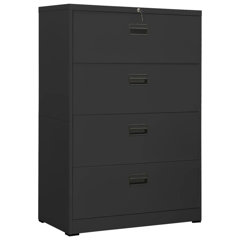 vidaXL Filing Cabinet, File Cabinet for Home Office Living Room School, Storage Cabinet with 2 Drawers, Under Desk, Industrial, Anthracite Steel