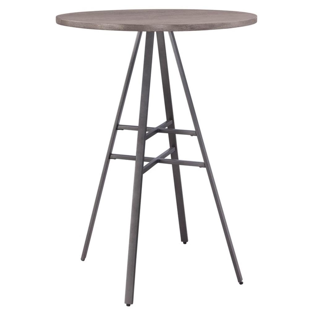 American Woodcrafters Chesson Gray Metal and Wood 42&quot; High Round Pub Table