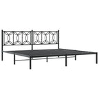 vidaXL Metal King Size Bed Frame with Headboard - Black Steel, Metal Slats & Legs, Storage Space, 81.5"x78"x35.4"