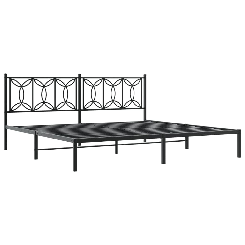 vidaXL Metal Bed Frame without Mattress with Footboard Black 55.1inchx74.8