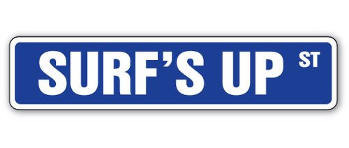 SignJoker] Surf's UP Street Sign Surfer surf Board Wax Boys Room Wall Plaque Decoration