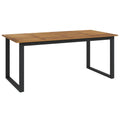vidaXL Patio Table - Solid Acacia Wood - U-Shaped Metal Legs - Industrial Design - 70.9" x 35.4" - Ideal for Gardens, Patios, Decks, Porches - Outdoor Dining Table