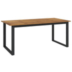 vidaXL Patio Table - Solid Acacia Wood - U-Shaped Metal Legs - Industrial Design - 70.9" x 35.4" - Ideal for Gardens, Patios, Decks, Porches - Outdoor Dining Table