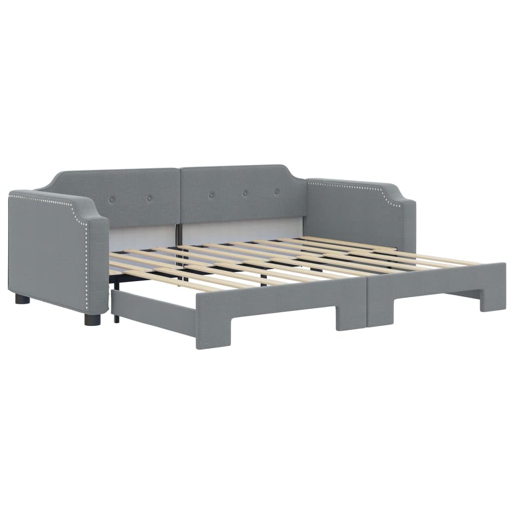 vidaXL Light Gray Daybed with Trundle, Versatile 2-in-1 Sofa and Bed, Modern Design, Comfortable Fabric Upholstery, Wood and Metal Frame