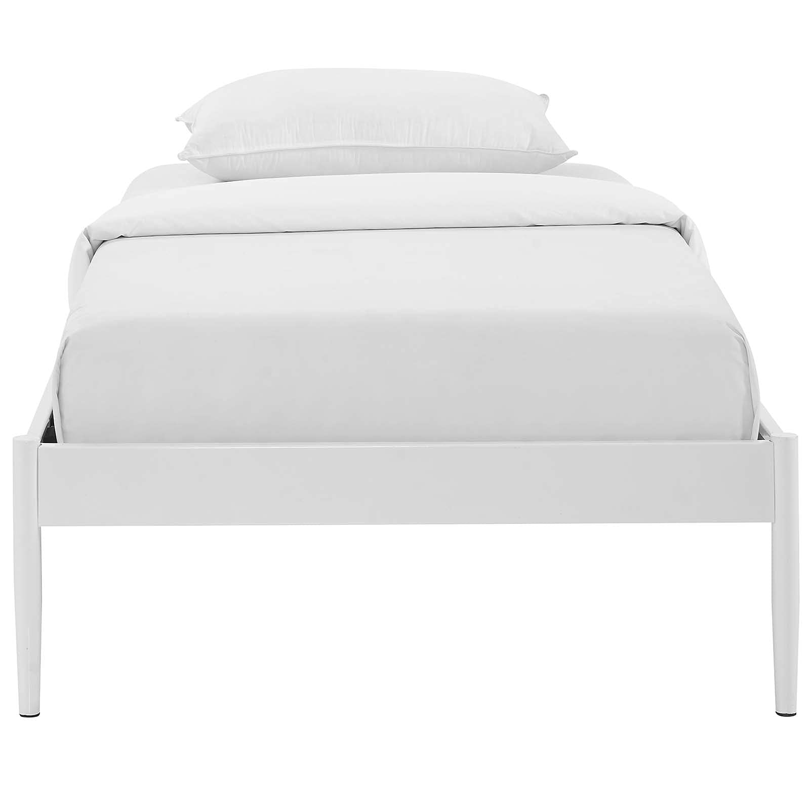 Modway Elsie Modern Metal Twin Platform Bed Frame Mattress Foundation With Slat Support In White