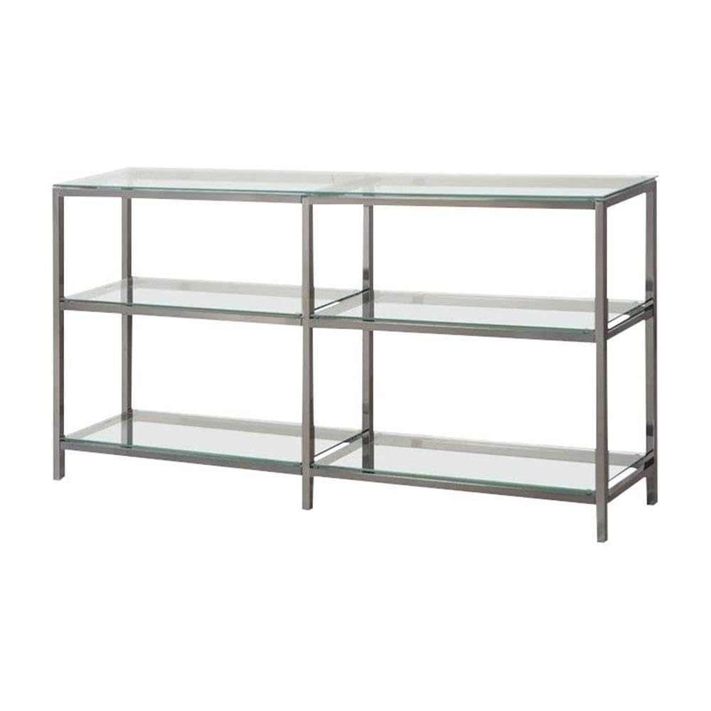 Coaster Furniture Book Case Coaster Contemporary Black Nickel Finished Two Tier Metal Bookcase/Console with Glass Shelves 801018