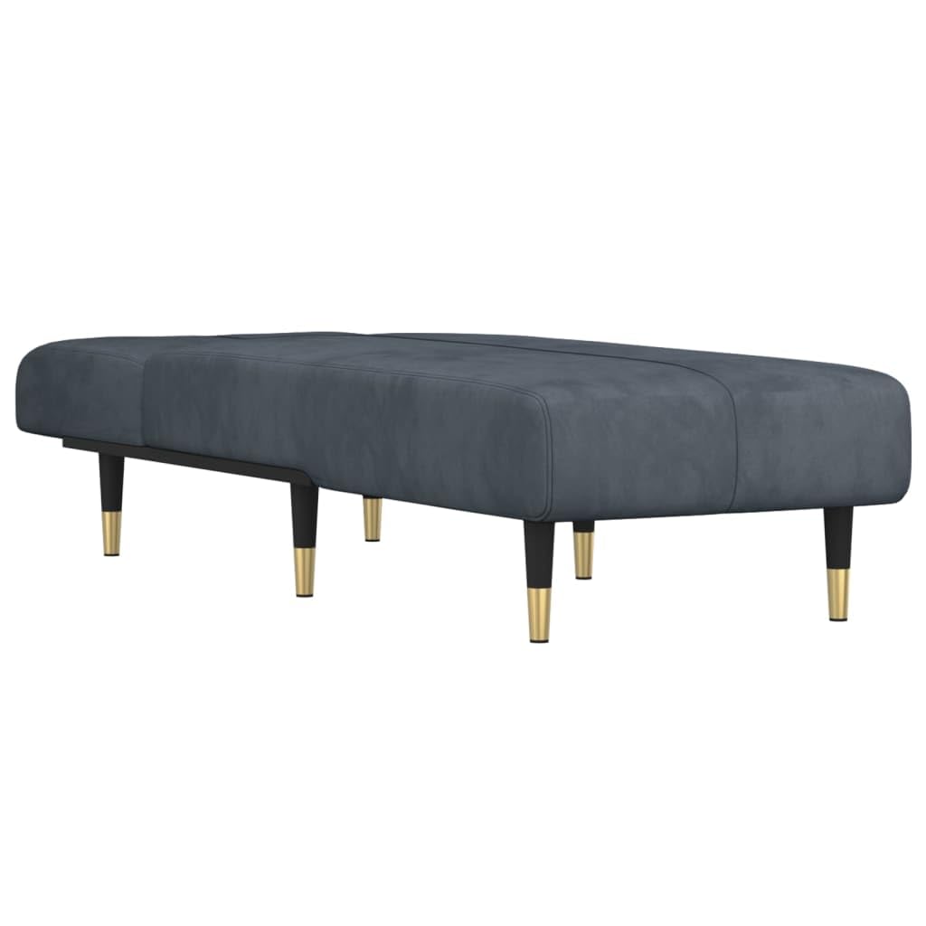 vidaXL Dark Gray Velvet Chaise Longue - Multipurpose 3 Position Reclining Sofa for Living Room and Bedroom, Soft Upholstery, Sturdy Metal Frame & Easy Assembly