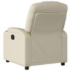 vidaXL Recliner Chair - Cream Faux Leather Armchair with Manual Reclining, Cup Holders and Side Pocket for Living Room, Office - Comfortable, Durable Seating, 29.1x34.6x38.2