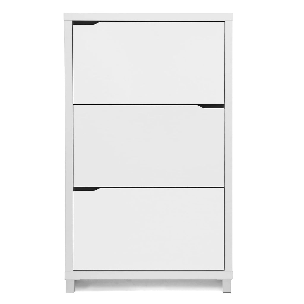 Baxton Studio Simms 3-Door Shoe Storage Cabinet, White (99-4514-HiT)