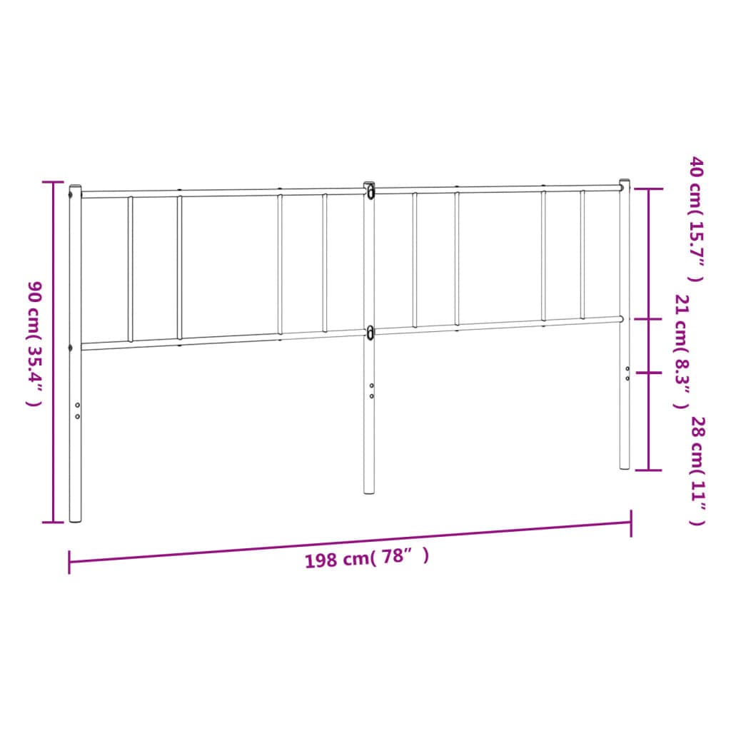 vidaXL Headboard, Bed Headboard with Metal Frame for Double Bed, Bed Header with Steel Back Support for Bedroom Furniture, Black 76"