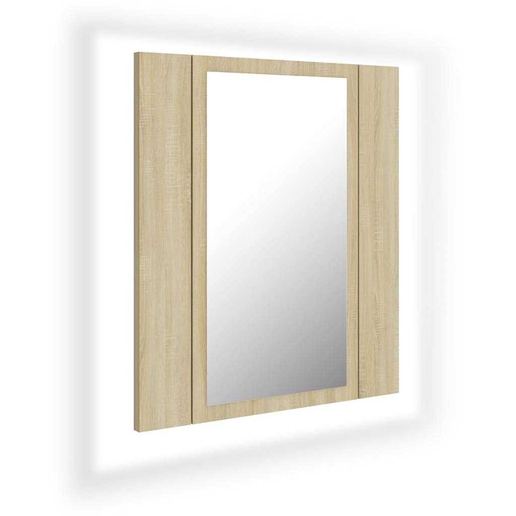 vidaXL LED Bathroom Mirror Cabinet Sonoma Oak 15.7&quot;x4.7&quot;x17.7&quot;