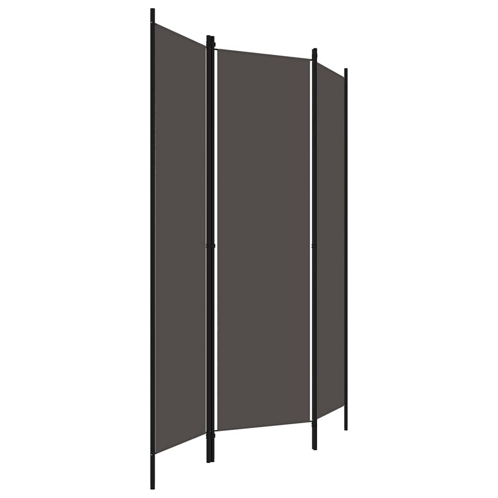 vidaXL Anthracite 3-Panel Room Divider/Partition - 59.1&quot;x70.9&quot; - Powder-Coated Iron Frame, Fabric Screens - for Bedroom, Living Room or Office - Industrial, Modern Style, Easy Assembly