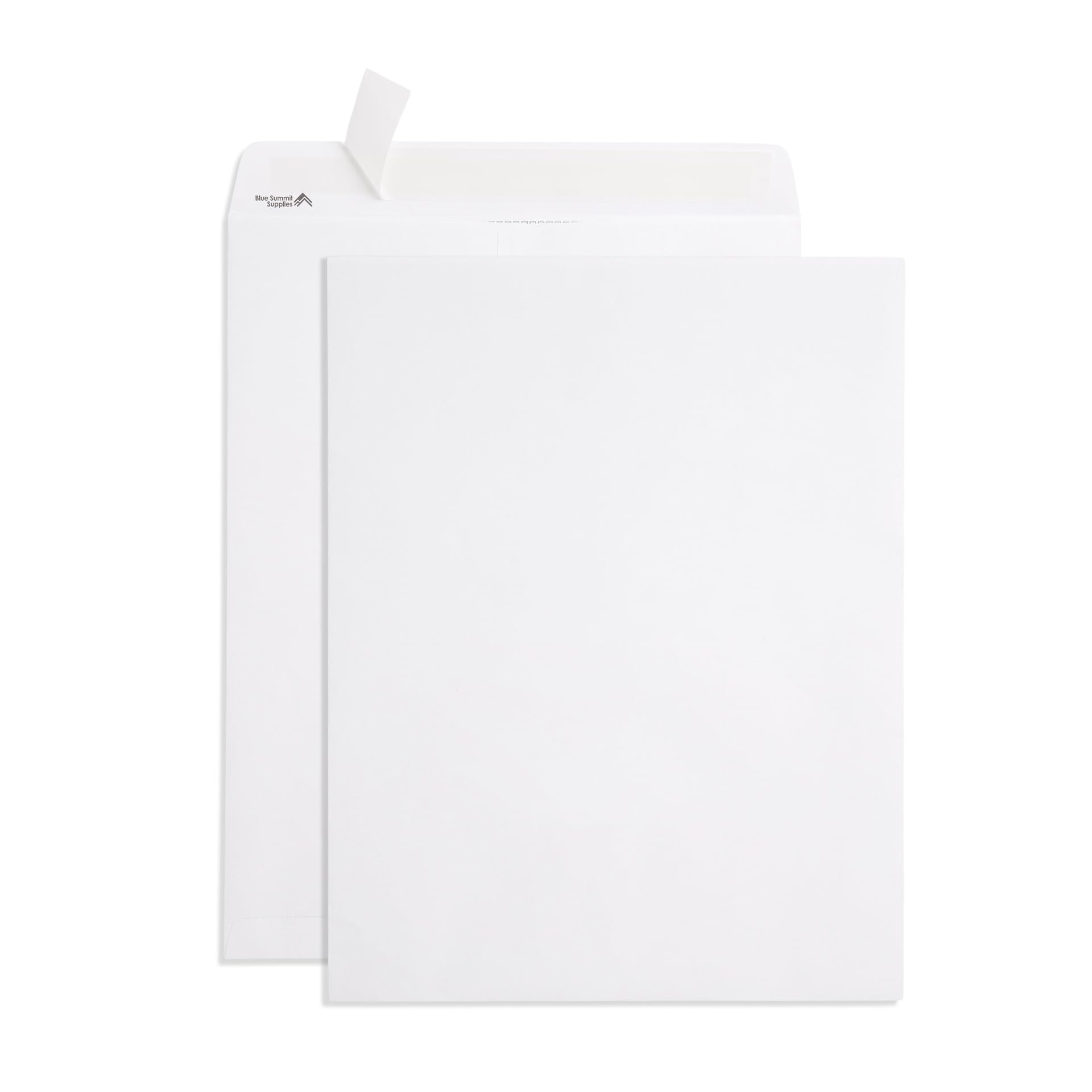 Blue Summit 50 White Catalog Envelopes - 28Lb - 12 X 16 Inch - Security Tinted, Strong Self Seal