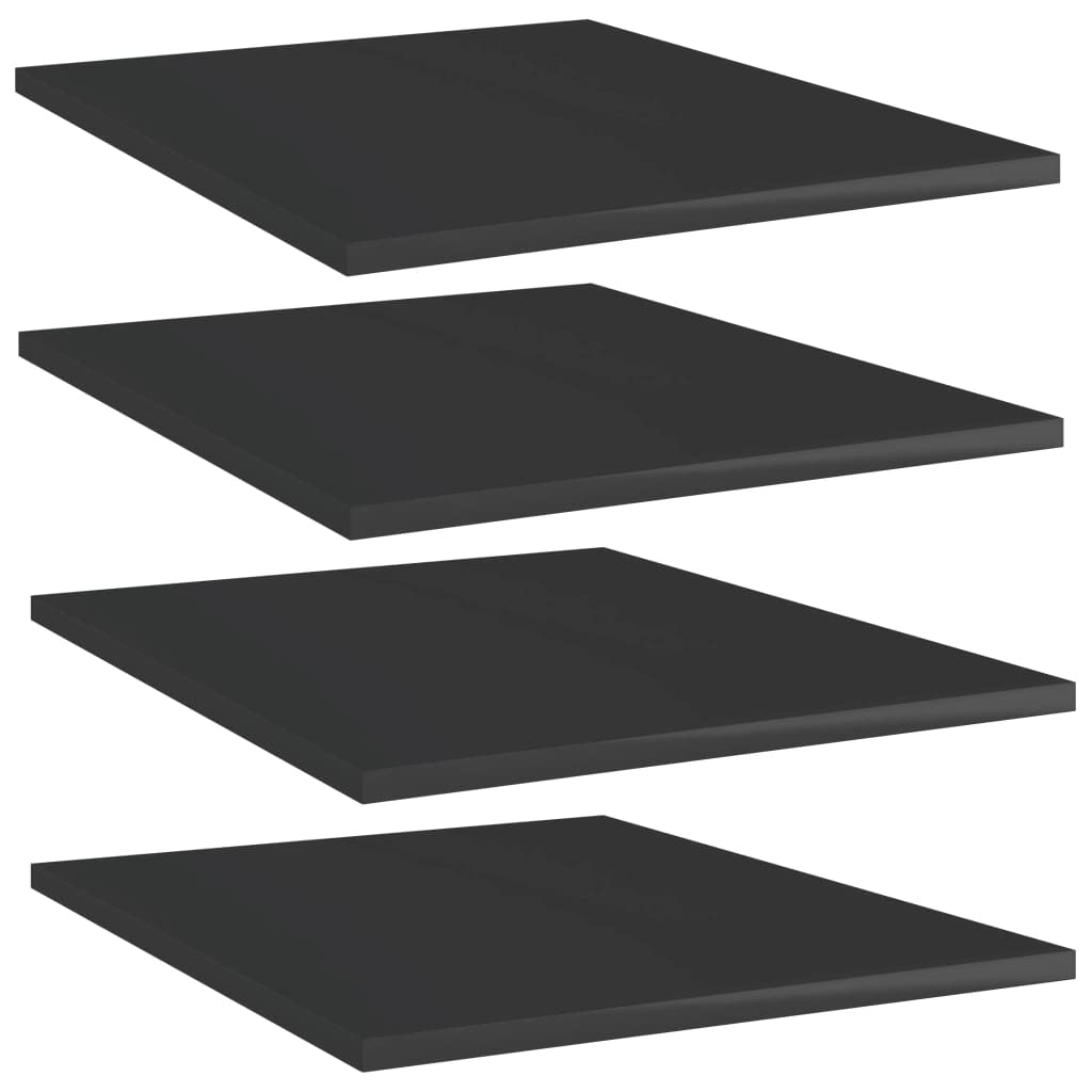 vidaXL High Gloss Black Shelf Boards, 15.7&quot;x19.7&quot;x0.6&quot;, Set of 4, Easy-to-Clean, Space-Saver, Ideal for Compact Areas