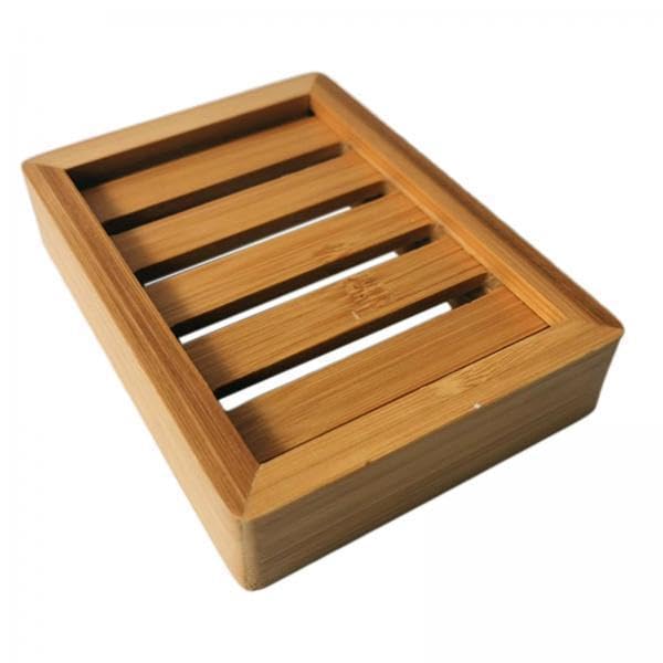 ATORSE 2xWooden Bamboo Soap Dish Tray Holder Bathroom Kitchen Sponge Rack Box