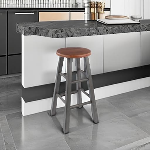 Winsome Wood Ivy Counter Stool, Rustic Gray and Teak, 24 Height, Stylish and Durable Bar Seating for Kitchen or Dining Room