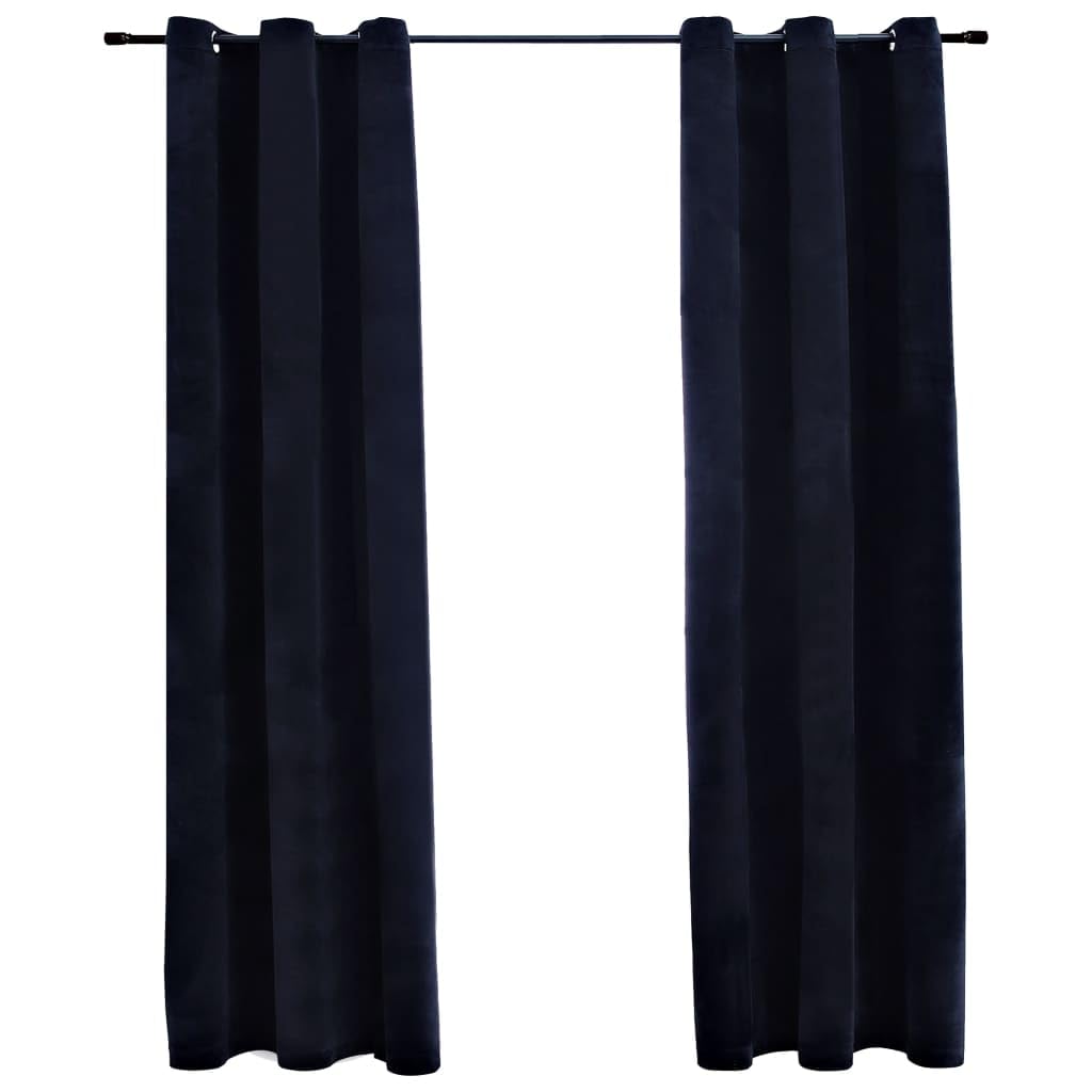 vidaXL Velvet Blackout Curtains with Rings - Elegant 37&quot;x84&quot; Black Window Drapes - Ideal for Living Room, Bedroom, Office - Machine Washable, Light Blocking and Privacy Providing