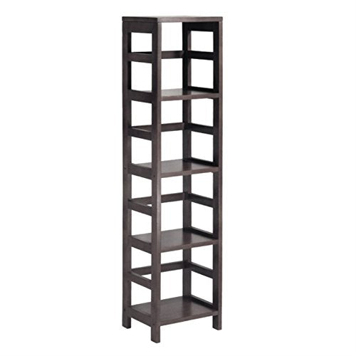 Ergode Wood Omaha Storage Rack | 2 Foldable Baskets | Black Finish | Sturdy Shelves | Easy Assembly | Ideal for Organizing Any Room | (92841-VV)