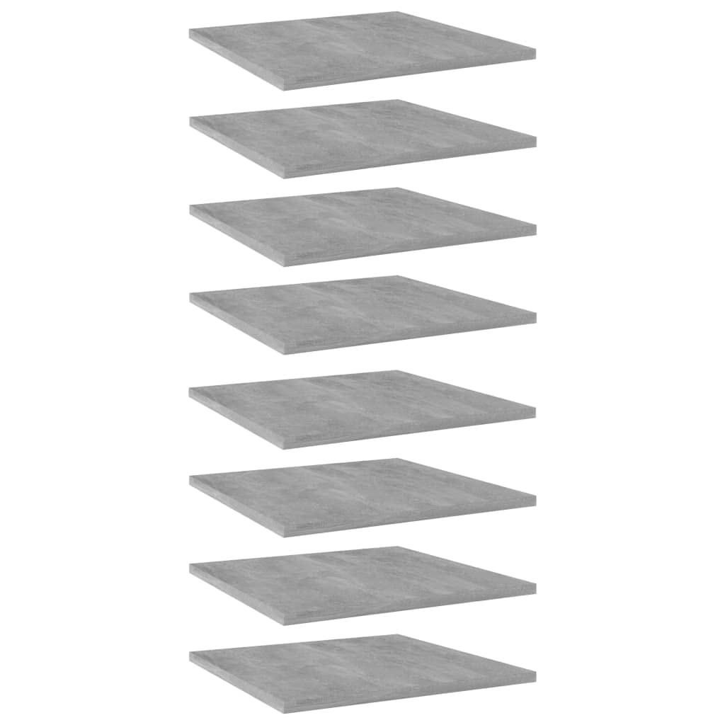 vidaXL Engineered Wood Bookshelf Boards Set of 8, Concrete Gray, Easy to Clean, Multipurpose Furniture Panel, 15.7&quot;x15.7&quot;x0.6&quot;