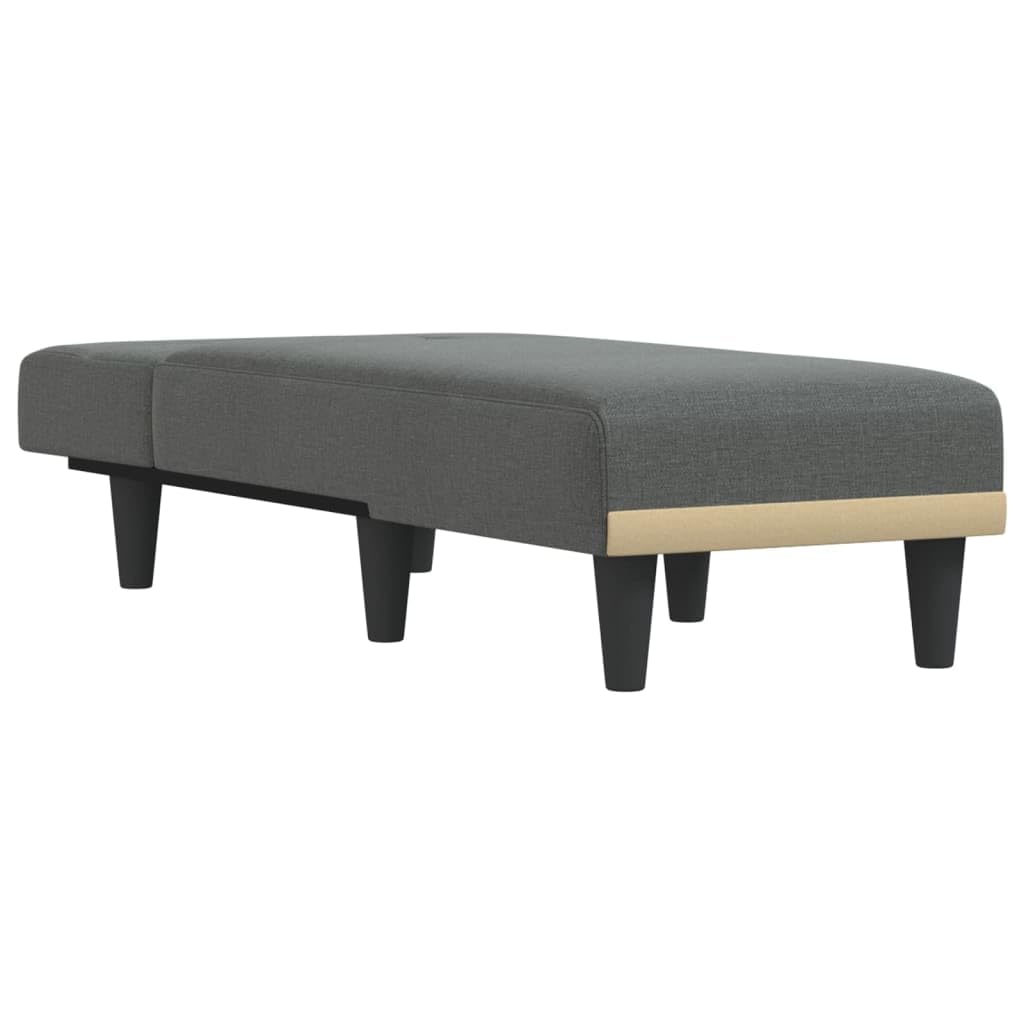 vidaXL Modern Reclining Chaise Longue in Dark Gray – Fabric Upholstery with Sturdy Plywood Frame for Living Room/Bedroom, Adjustable Positions, Comfortable Foam-Fill Bed