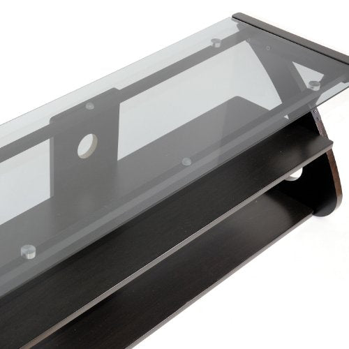 Baxton Studio Studio Sculpten Modern TV Stand with Glass Shelves, Dark Brown/Black, 45.2" W x 15.7" D x 17.7" H
