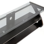 Baxton Studio Studio Sculpten Modern TV Stand with Glass Shelves, Dark Brown/Black, 45.2" W x 15.7" D x 17.7" H