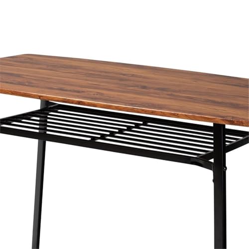 Baxton Studio Elida Modern and Contemporary Walnut Brown Finished Wood and Black Metal 5-Piece Dining Set