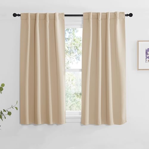 Nicetown Window Treatment Curtains Room Darkening Drapes - (Biscotti Beige Color) 34 Width X 54 Drop Each Panel, 2 Panels Set, Curtains And Draperies For Kitchen