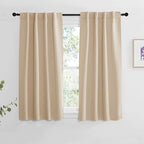 Nicetown Window Treatment Curtains Room Darkening Drapes - (Biscotti Beige Color) 34 Width X 54 Drop Each Panel, 2 Panels Set, Curtains And Draperies For Kitchen
