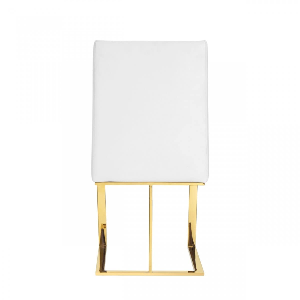 HomeRoots Faux Leather, Stainless Steel White Gold Contemporary Dining Chair