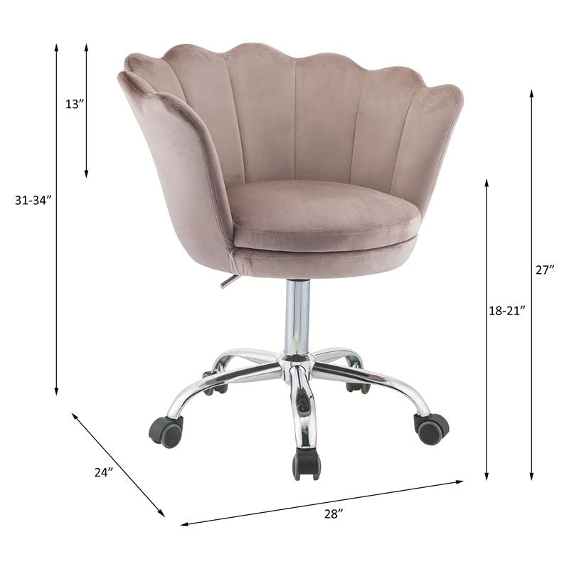 Acme Micco Tufted Velvet Upholstered Office Chair in Rose Quartz and Chrome