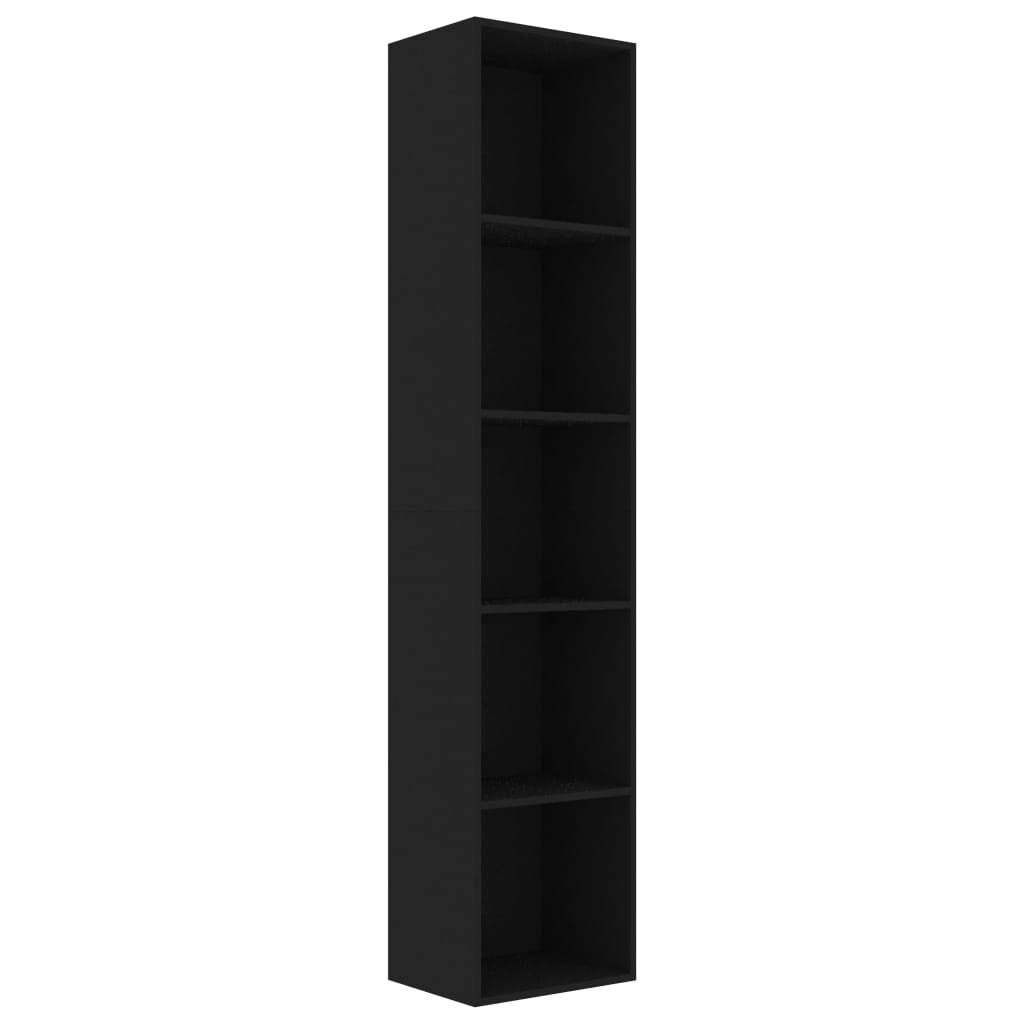 vidaXL Bookshelf, 4-Tier Book Cabinet Bookcase, Wall Bookshelf for Office Living Room, Freestanding Shelving Unit, Modern, Black Engineered Wood