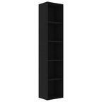 vidaXL Bookshelf, 4-Tier Book Cabinet Bookcase, Wall Bookshelf for Office Living Room, Freestanding Shelving Unit, Modern, Black Engineered Wood