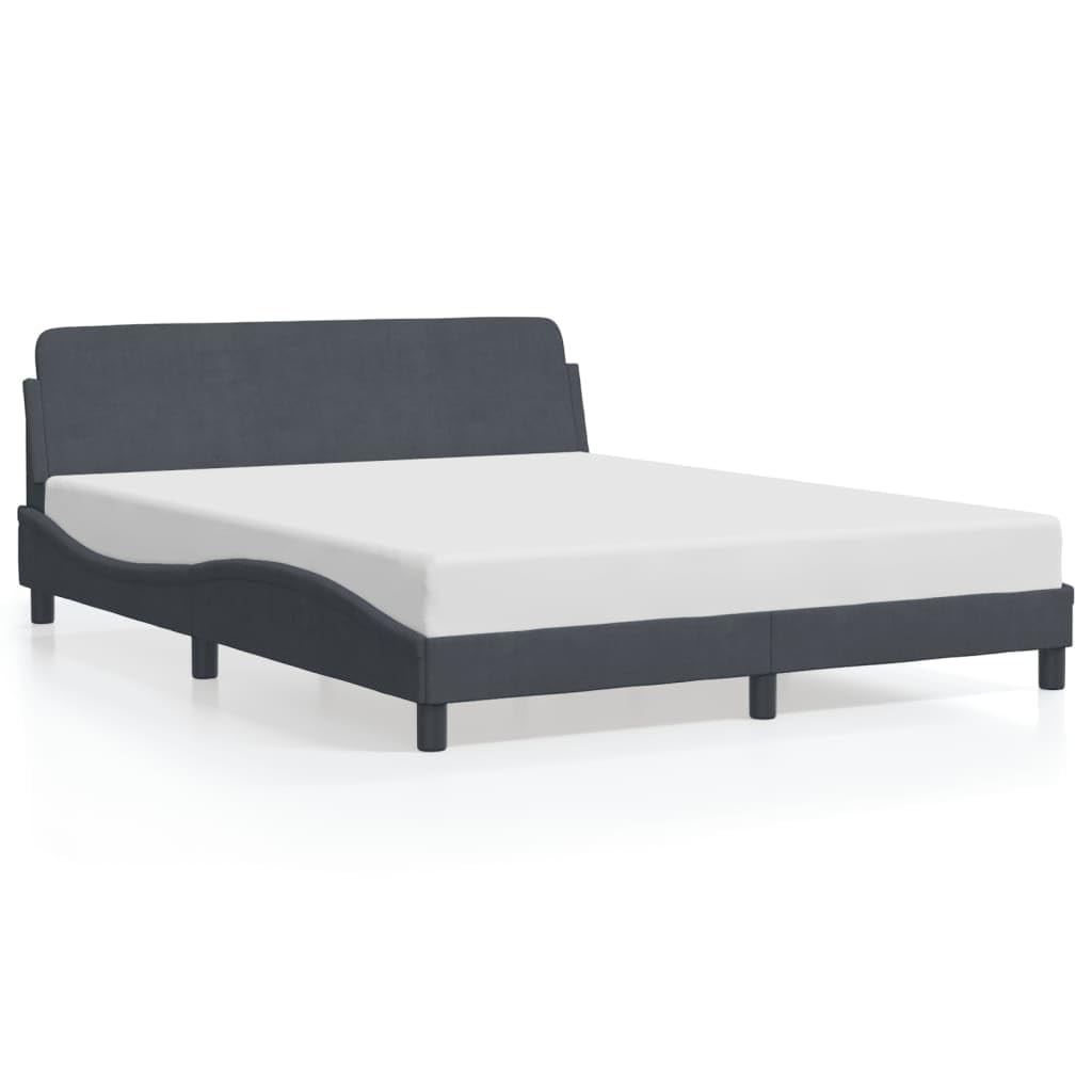 vidaXL Bed Frame with Headboard - Dark Gray Velvet - Queen Size - 85.8"x61.8"x29.3" - Modern Design - Bedroom Furniture