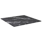 vidaXL Table Top Black 15.7"x15.7" 0.2" Tempered Glass with Marble Design