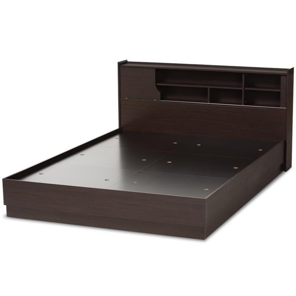 Baxton Studio Larsine Modern and Contemporary Brown Finished Queen Size Platform Storage Bed