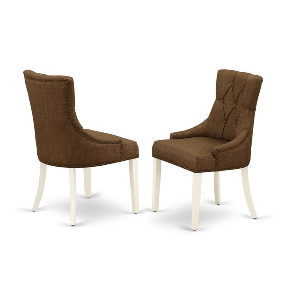 East West Furniture Wefr5-Whi-18 5 Piece Dining Table Set For 4 Includes A Rectangle Kitchen Table With Butterfly Leaf And 4 Brown Linen Linen Fabric Parson Chairs, 42X60 Inch, Linen White