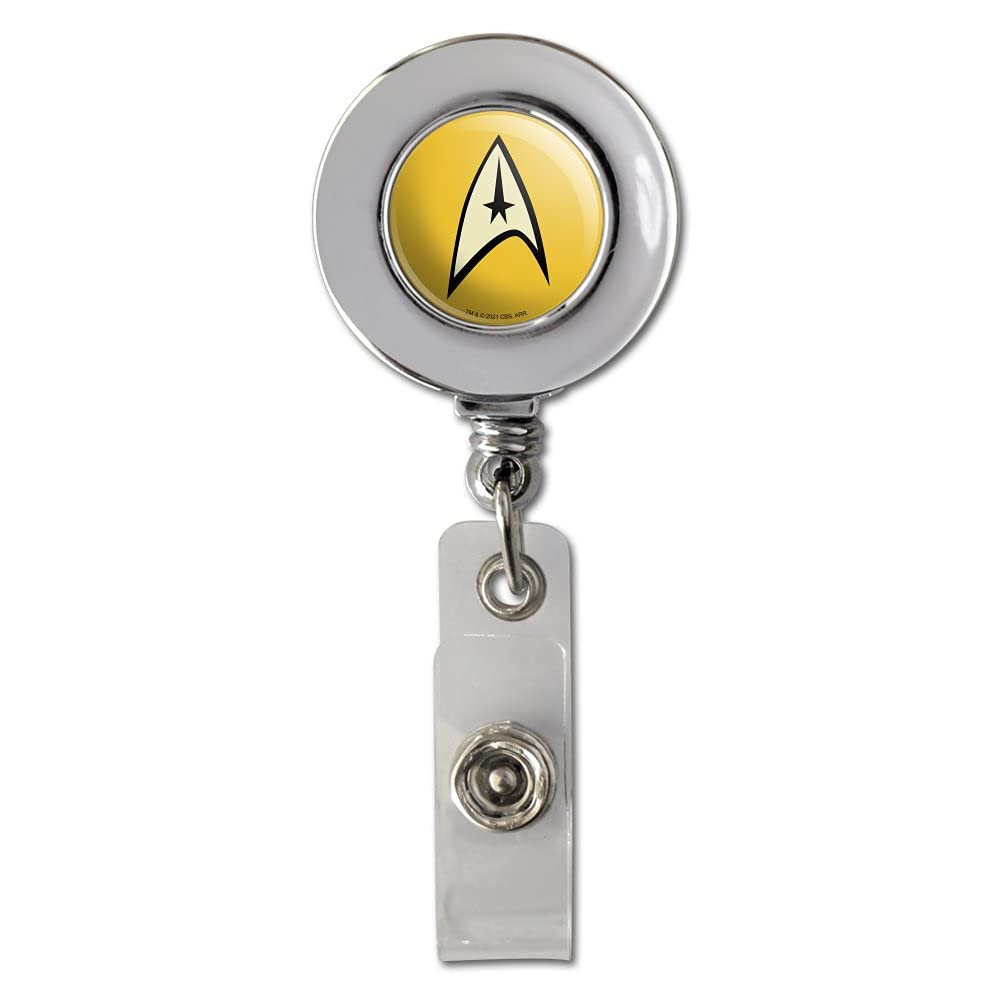 Star Trek Command Shield Retractable Reel Chrome Badge Id Card Holder Clip