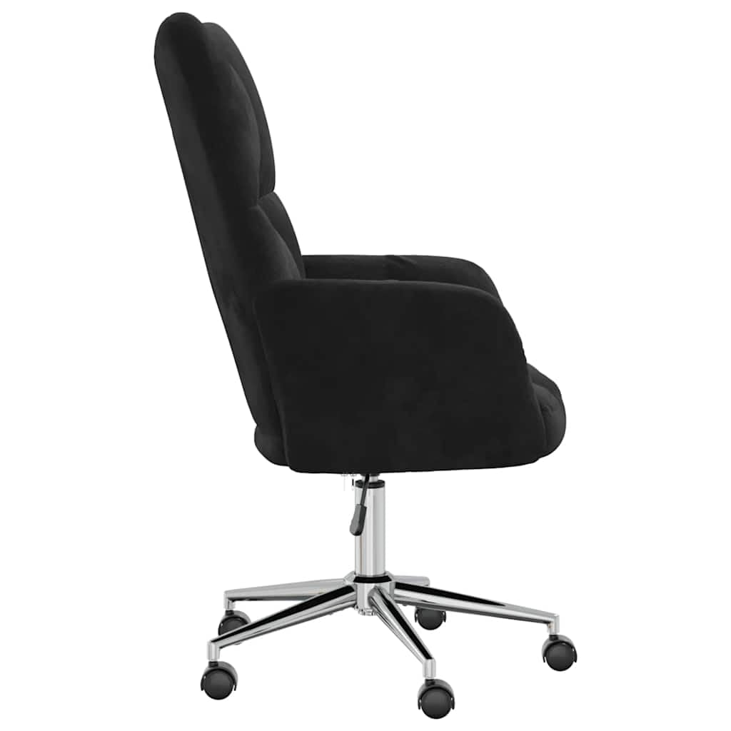 vidaXL Relaxing Chair – Black Velvet, Adjustable Height, 360-Degree Swivel, Rolling Castors, Sturdy Steel Frame - for Office, Living Room, Lounge Area