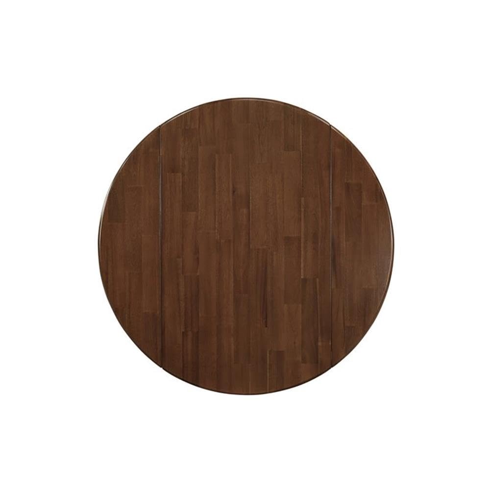 East West Furniture Dmt-Wlw-Tp Dublin Modern Kitchen Table - A Round Dining Table Top With Dropleaf & Pedestal Base, 42X42 Inch, Walnut & Linen White