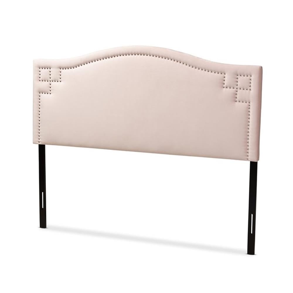 Baxton Studio Aubrey Light Pink Velvet Fabric Upholstered Queen Headboard